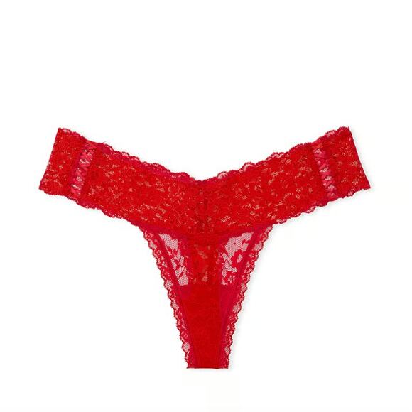 Victoria's Secret Women's Panties The Lacie Lace-Up Lace Thong Red XL - Picture 2 of 4